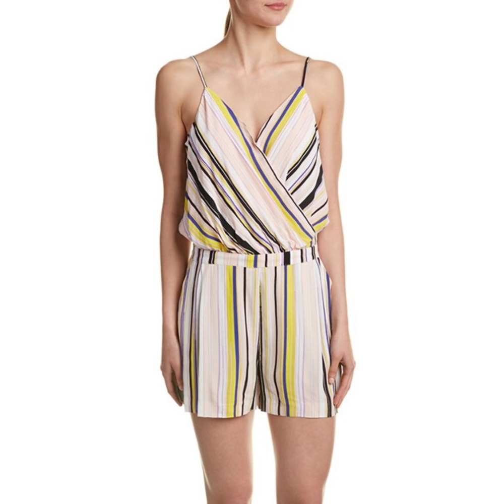 1. STATE Multicolor Striped Surplice Faux Wrap Far Out Romper NWT